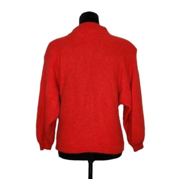 David Benjamin VTG 90s Angora Blend Red Knit Sweater 3/4 Sleeve Women's Size S - Picture 3 of 7
